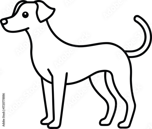 Vector art of simple line drawing of a dog standing