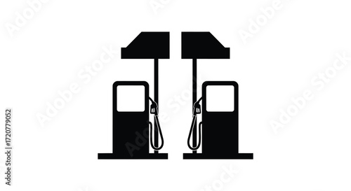 Iconic representation of twin gas pumps fueling station modern simple design isolated isolated on white background