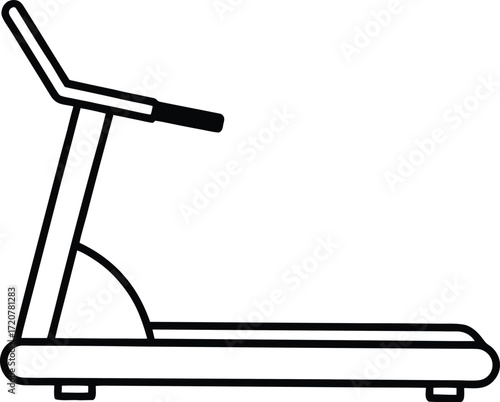 Vector art of simple line drawing of a treadmill, representing fitness and exercise equipment