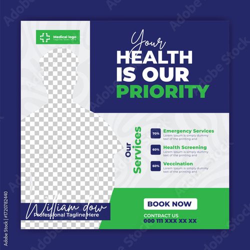 Medical, dental,Optometrist and Eye clinic social media post and square banner design for facebook and instagram.

