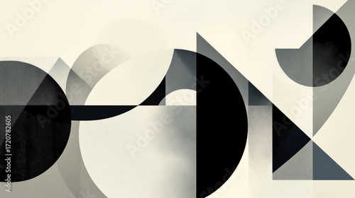 Abstract geometric shapes in black and white composition design