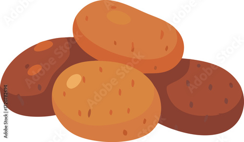 A detailed illustration of raw potatoes, perfect for food, agriculture, or market-themed designs
