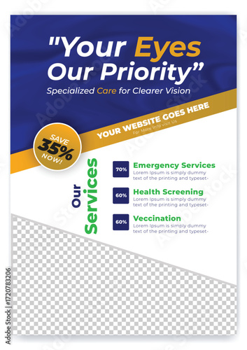 Medical, dental,Optometrist and Eye clinic Flyer and poster template design