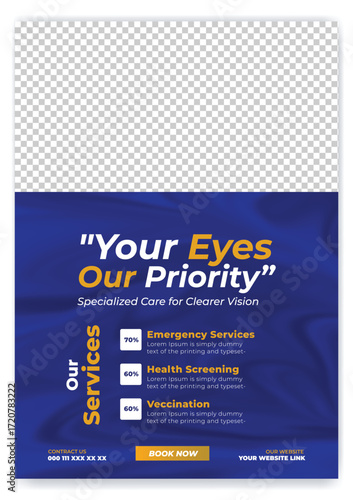 Medical, dental,Optometrist and Eye clinic Flyer and poster template design