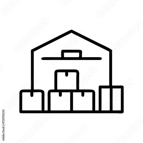 Warehouse Storage With Packages Icon For Web And Graphic Design