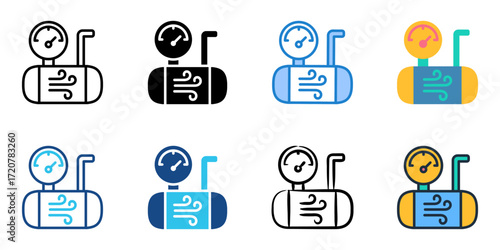 Pneumatics icon set multiple style collection 
