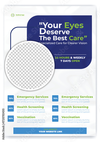 Medical, dental,Optometrist and Eye clinic Flyer and poster template design