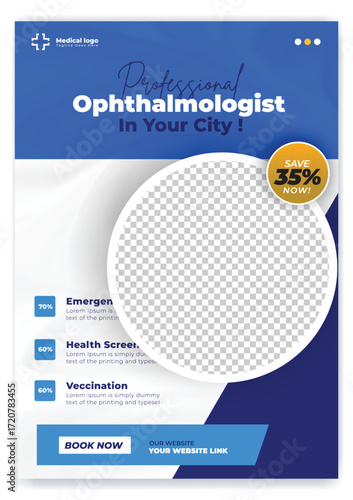 Medical, dental,Optometrist and Eye clinic Flyer and poster template design