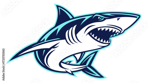 Aggressive Shark Mascot Design with Bold Lines
