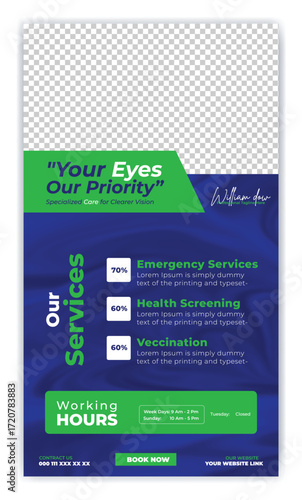 Medical, dental,Optometrist and Eye clinic Instagram story template design