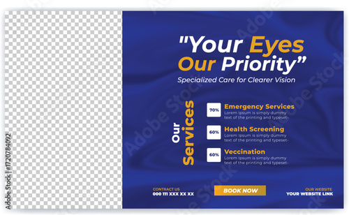 Medical, dental, Optometrist and Eye clinic social media post banner and web banner template design