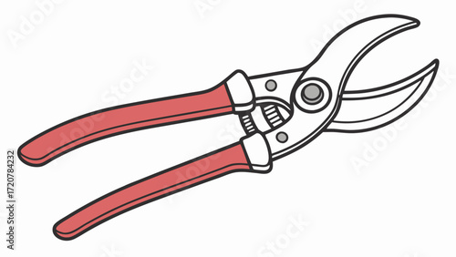 RedHandled Bypass Loppers Gardening Tool Illustration