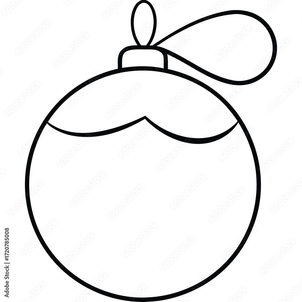 Obraz premium Vector art of simple outline drawing of a christmas ornament with a loop for hanging