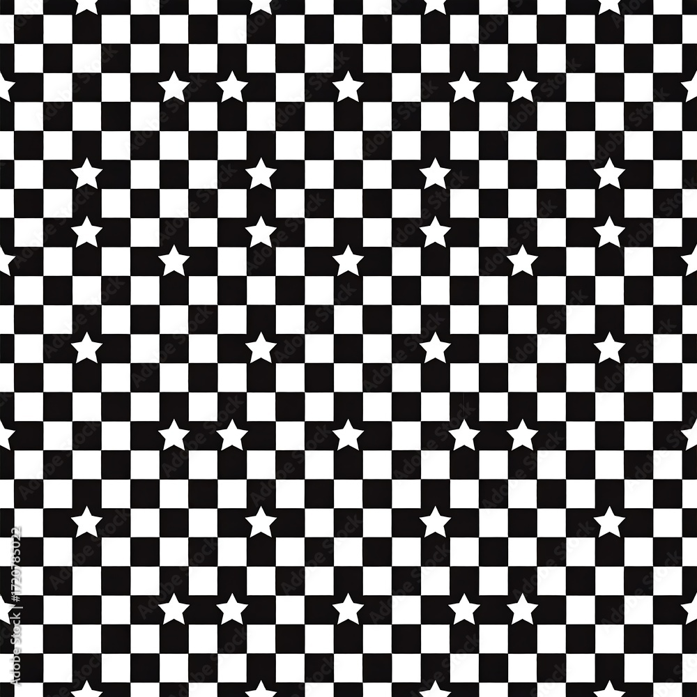 Fototapeta premium Checkered pattern with stars (1)