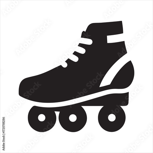 Classic roller skate icon in black and white