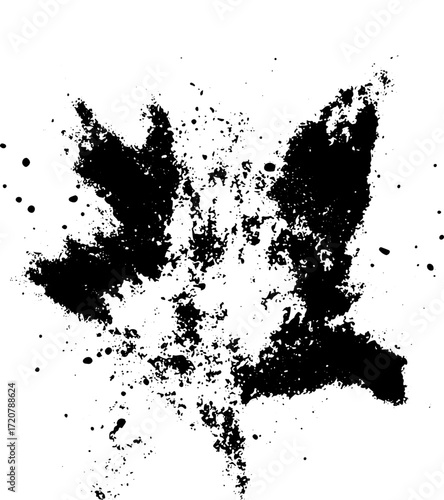 Abstract Black Ink Splatter Maple Leaf Art