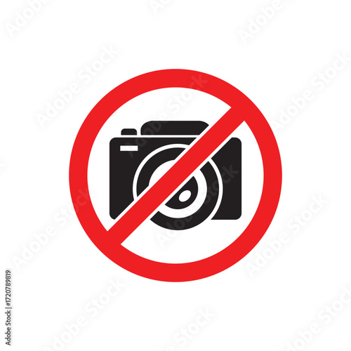 No photographing sign icon, vector illustration. Flat design style