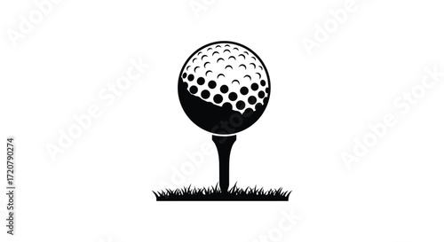 Golf ball on tee ready to play iconic sports imagery for your projects isolated on white background