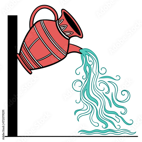 Vector art of aquarius zodiac sign symbol, a jug pouring water