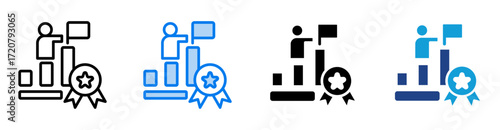 Achievement icon set multiple style collection