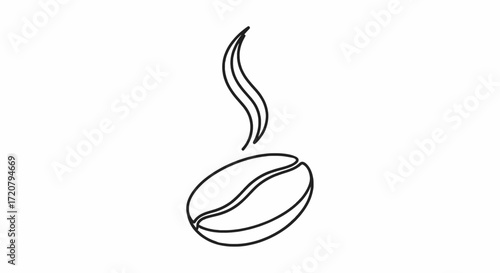 Simple line art illustration of a coffee bean with steam rising.