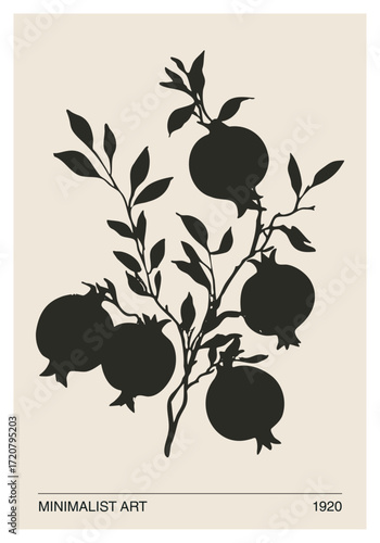 Botanical mid century contemporary collage minimalist wall art poster 