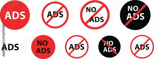 Find no ads icons for websites and apps block advertising design
