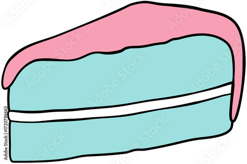 Strawberry Milk Cake Slice Illustration