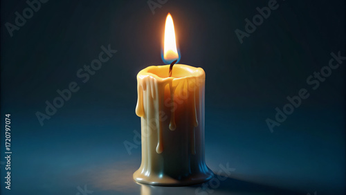 burning candle on black background