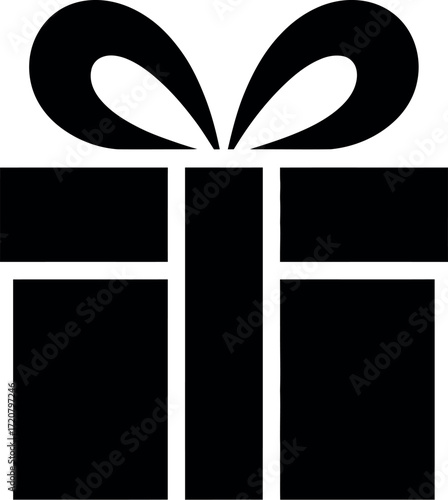 Minimalist black and white gift box with ribbon icon simple present symbol vector