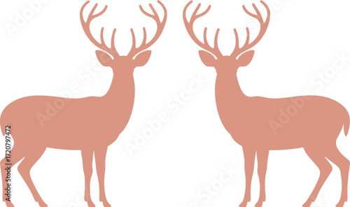 Two stylized deer facing each other with antlers against a subtle cream backdrop vector