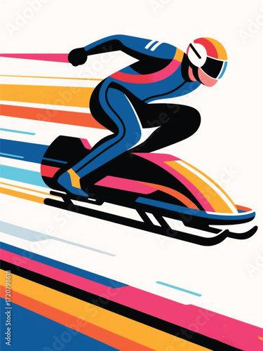 Sport Fast Luge Illustrator Artwork Design Template Poster