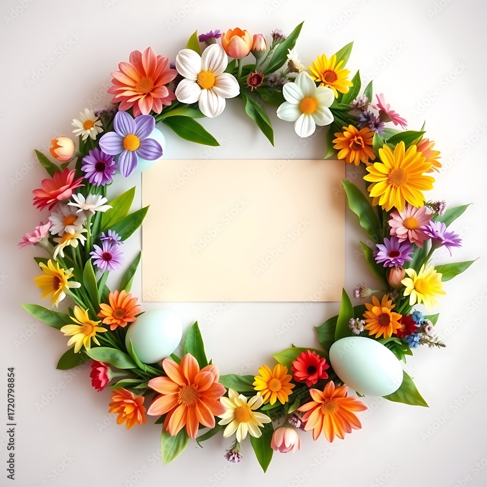 Obraz premium Easter wreath isolated on white background
