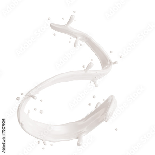 Realistic 3D Floating Milk Splash