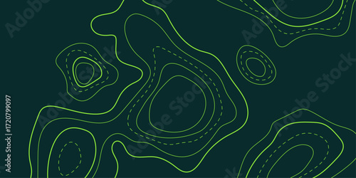 The stylized colorful abstract topographic map with lines and circles background. Abstract topographic contours map background.