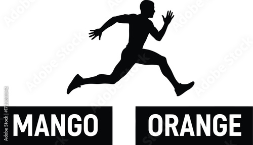 Dynamic silhouette of a runner leaping over a gap, symbolizing overcoming challenges and achieving goals.
