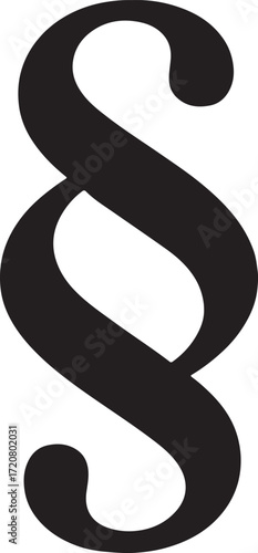 Silhouette legal paragraph icon representing law, justice, statute, legal text, constitution and authority.