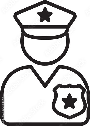 Silhouette police officer outline icon representing law enforcement, security, protection and authority.