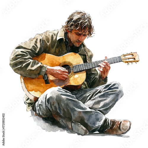Tenerife Live Music, watercolor clipart vector, isolated on a white background.