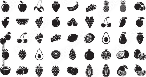 Illustration of collection of various fruits isolated on white background