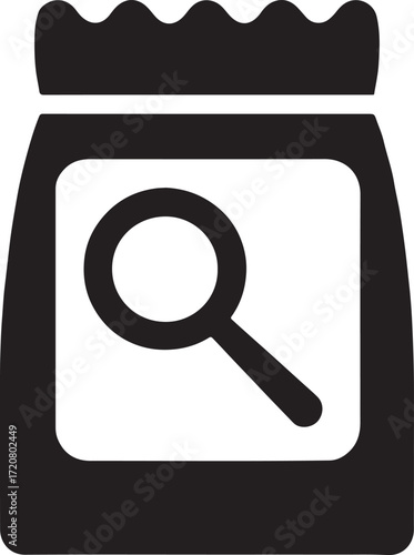 Silhouette evidence bag icon representing crime investigation, law, police, forensics, and justice.
