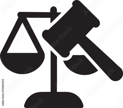 Silhouette law and order icon representing justice, legal authority, court, police, and governance.