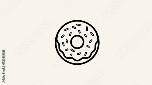 Simple black outline of a donut with sprinkles