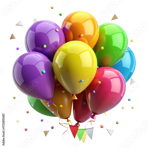 Wallpaper Mural 3d colorful balloon cluster celebration isolated on transparent background Torontodigital.ca