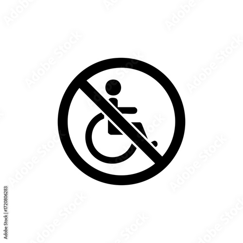icon of accessibility symbol with circle and diagonal line for restricted access