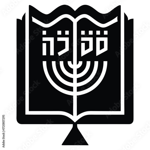 hanukkah blessings book vector icon