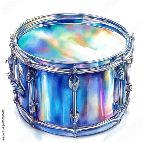watercolor of Steel Drum, vector, isolated on a white background.