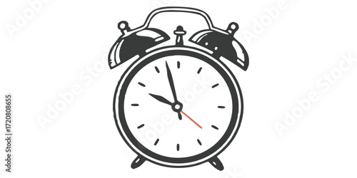Vintage alarm clock time reminder wake up call classic clock design illustration timekeeping device doodle art