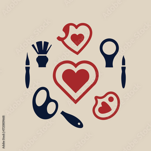National Day of Arts in Care Homes vector with abstract art, elderly creativity, healing symbols, intergenerational connection, and artistic therapy. Flat, solid color illustration celebrating creativ