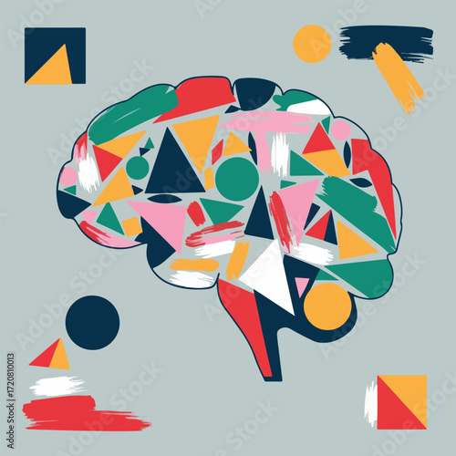 National Day of Arts in Care Homes vector with abstract art, elderly creativity, healing symbols, intergenerational connection, and artistic therapy. Flat, solid color illustration celebrating creativ
